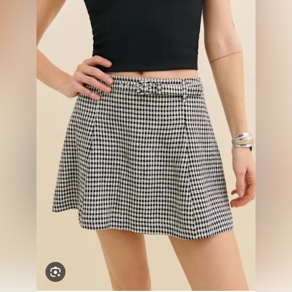 Reformation Dresses & Skirts - NWT Reformation Rory Linen Belt Buckle Mini Skirt Remy Check Gingham Plaid 0